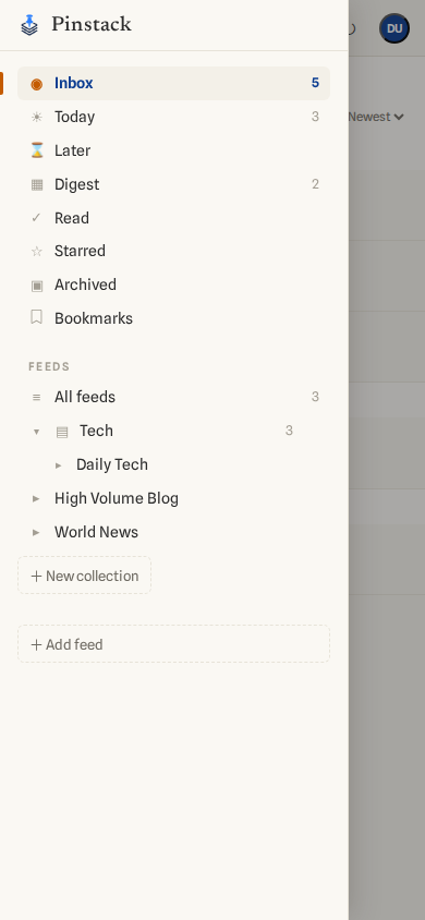The mobile navigation drawer slid out over the list.